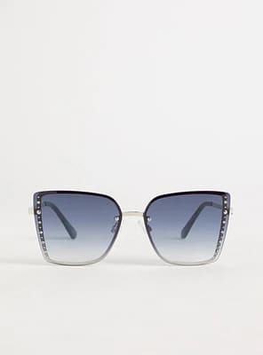 Rimless Rhinestone Cateye Sunglasses