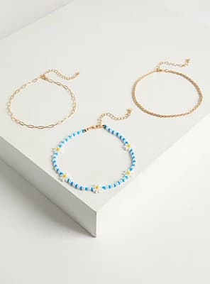 Daisy Layered Anklet Set