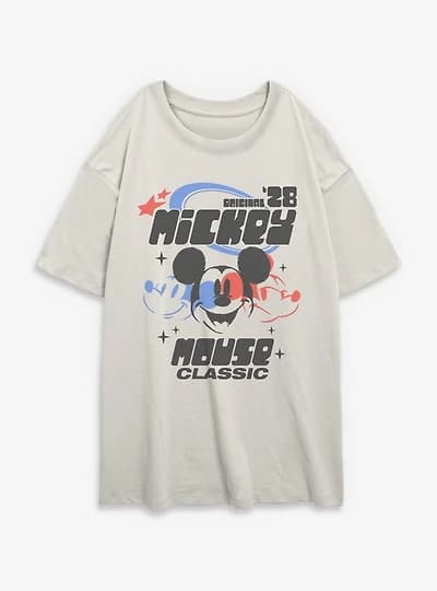 Disney Mickey Mouse Original '28 Classic Womens Oversized T-Shirt