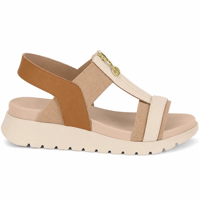 BERIS Brown & Beige Faux Leather