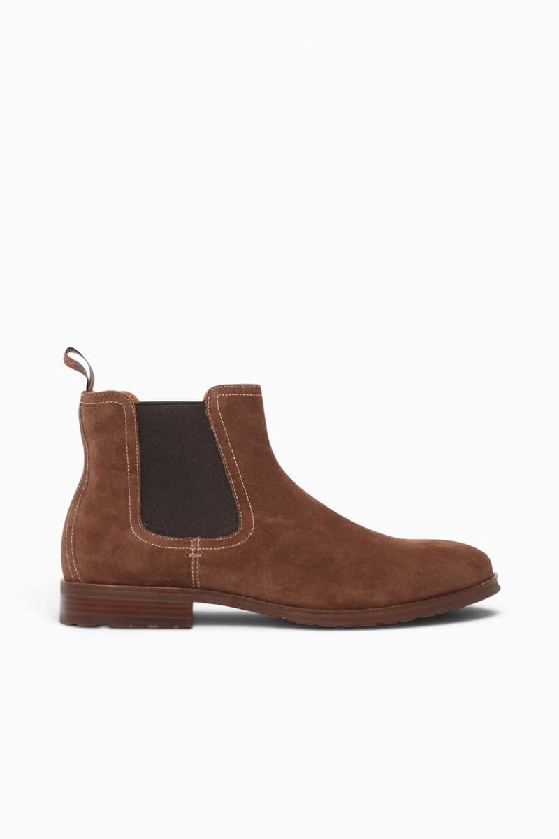 Rucci Lug Plain Toe Chelsea Brown Suede