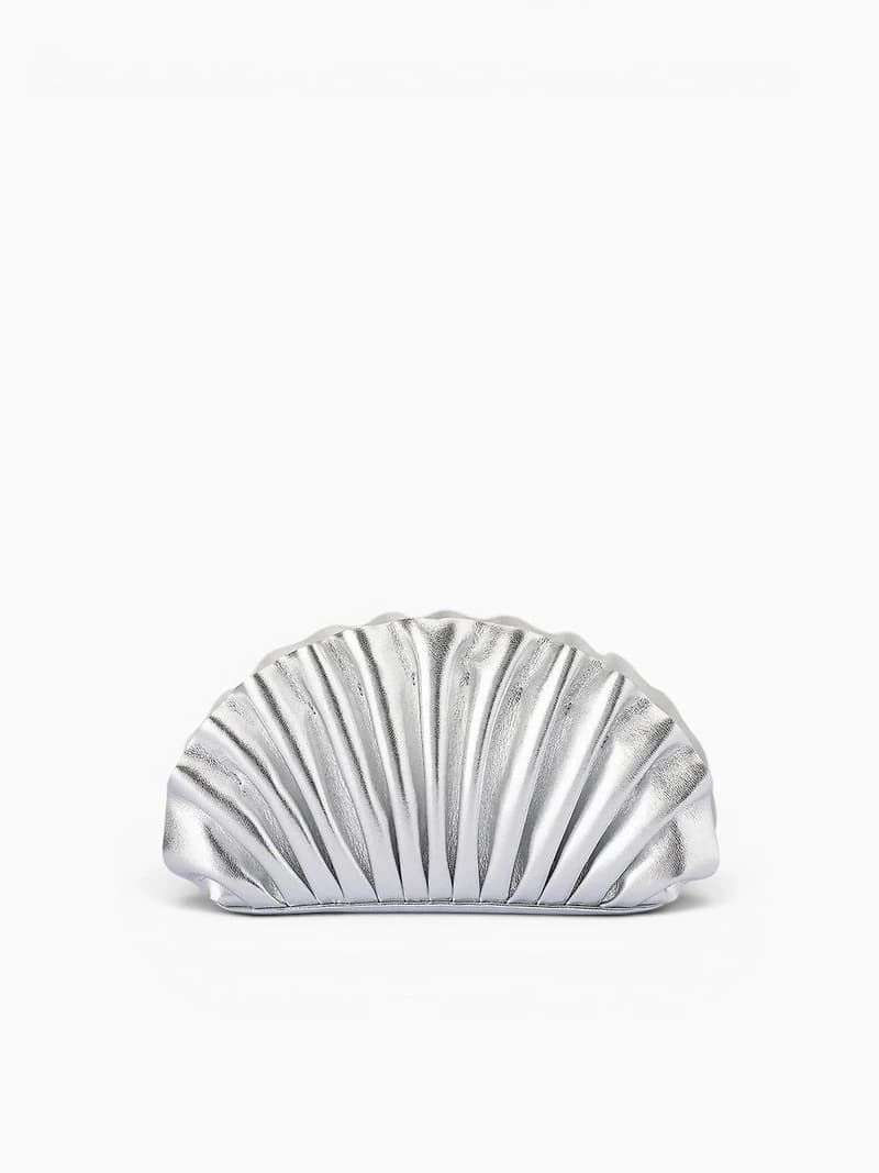 Holly Pleated Clutch Silver