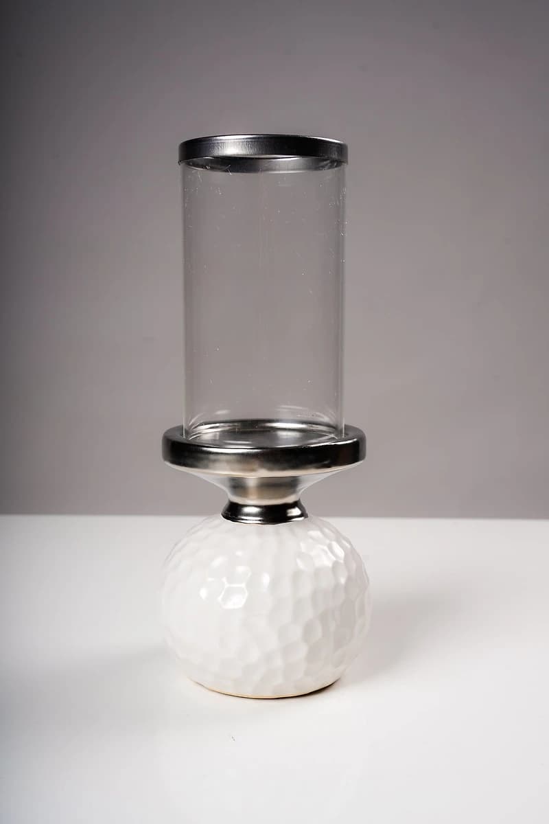 10" Candleholder White/Silver - Sylvana Collection